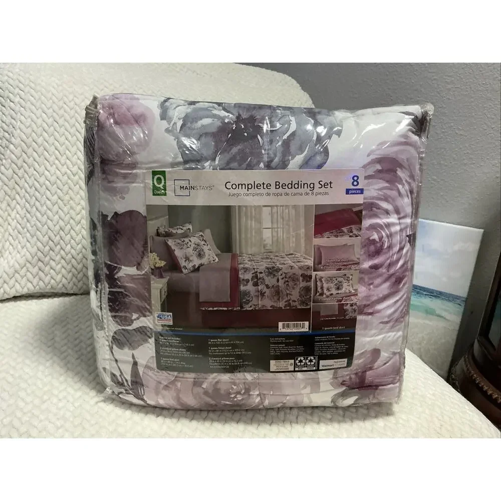 mainstays bed in a bag queen Flower Bedding Set NWT 3634